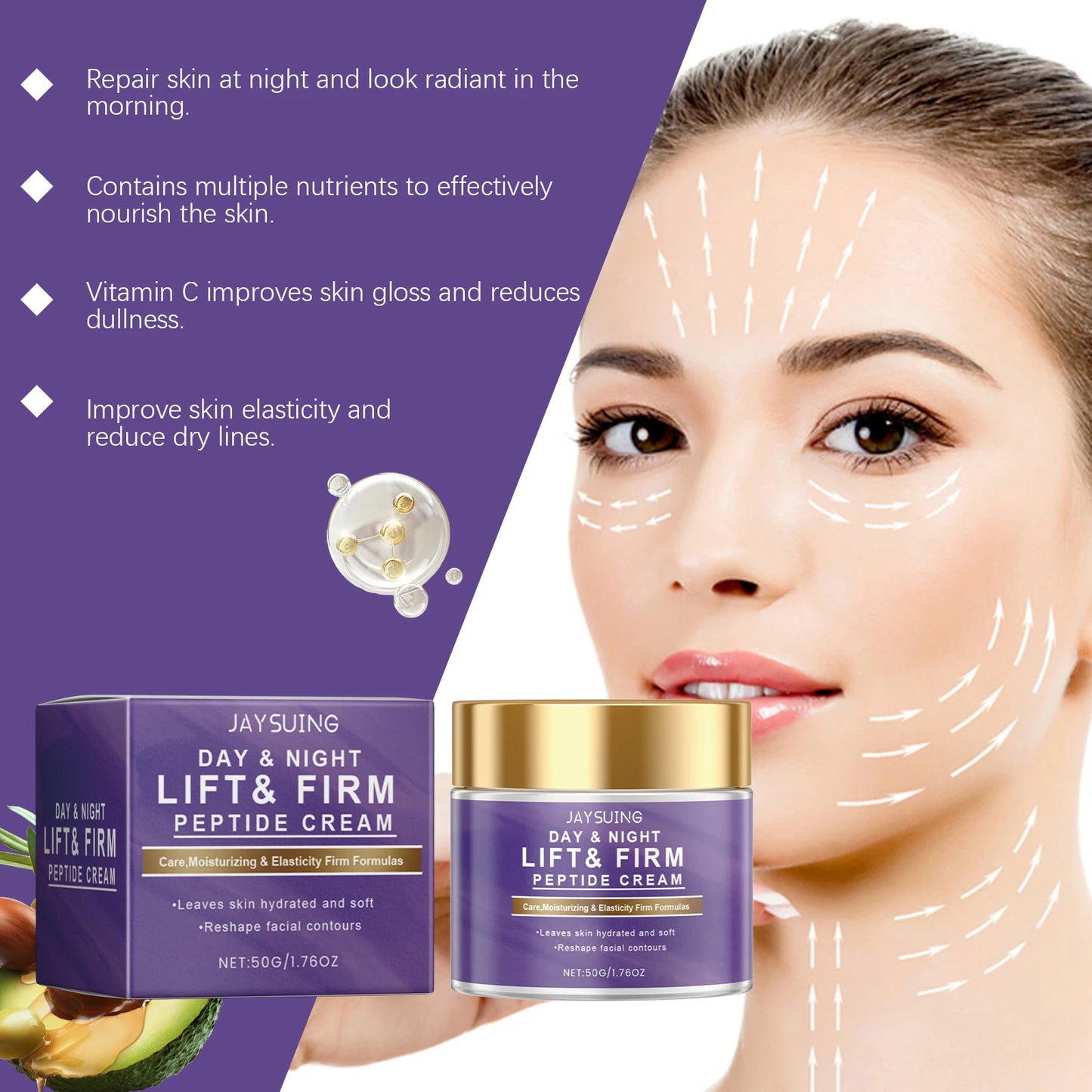 Day Night Care Face Cream Moisturizing Reduce Fine Lines Repair Barriers Increase Skin Elasticity Hyaluronic Acid Facial Cream Peaceful Pleasures Health and Wellness