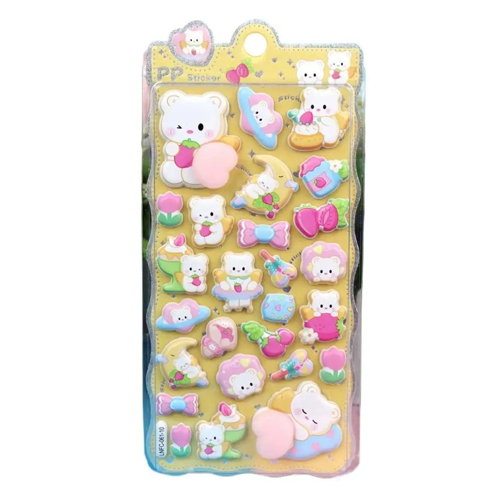 3D Puffy Squishy Cartoon Stickers – Rabbit, Capybara & Bear Stress Relief Decals Peaceful Pleasures Health and Wellness A