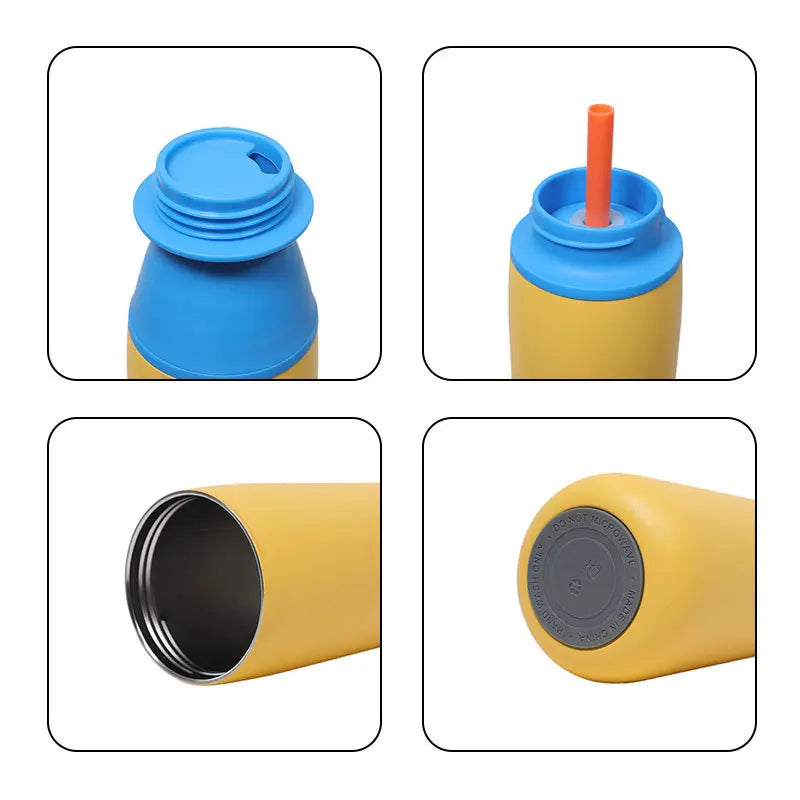 500ml Popular 304 Stainless Steel Vacuum Cup, Creative Double-drinking Milk Cup, Portable Outdoor Sports Water Cup Peaceful Pleasures Health and Wellness