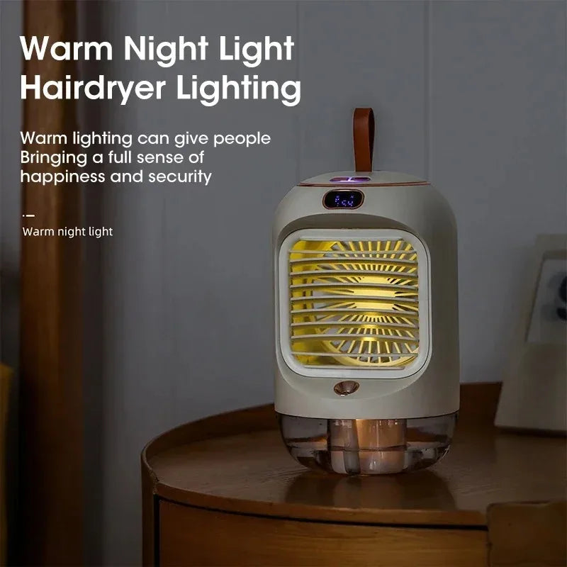 Rechargeable Portable USB Mini Silent Desktop Fan with Humidifier and Night Light Air Cooler for Office Home Peaceful Pleasures Health and Wellness