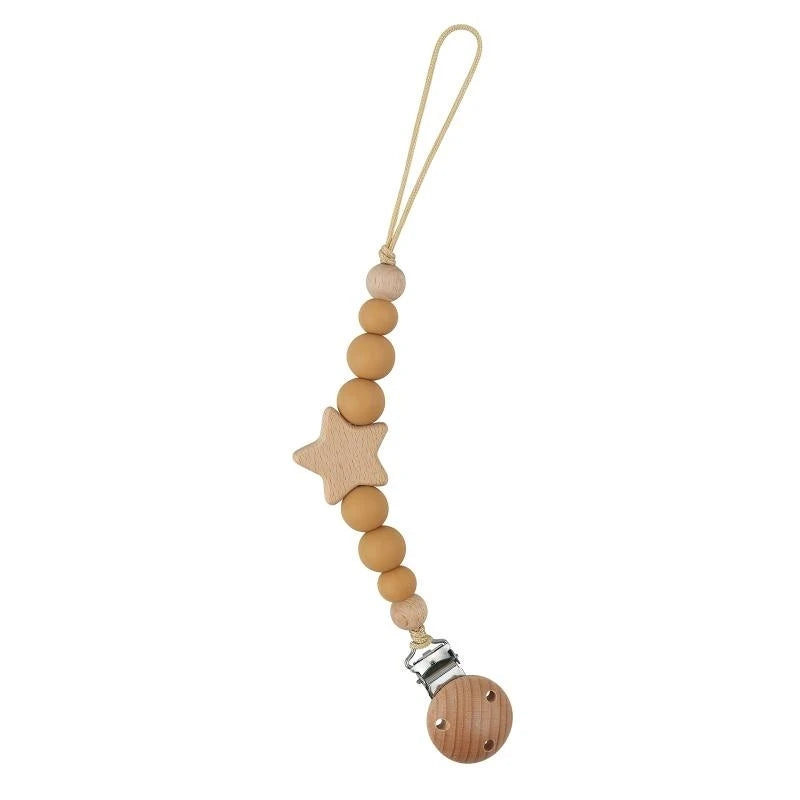 Baby Pacifier Clip Silicone Beads & Star | Teething Gift