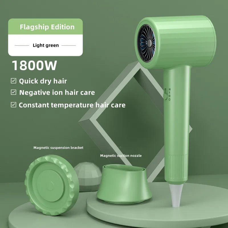 2300W Hair Salon Hair Dryer High Power Strong Wind Speed Dry Blue Light Ion Silent Home Hairdresser Special New Product Peaceful Pleasures Health and Wellness Green-220V AU