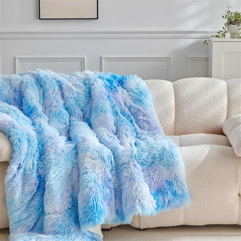 Fluffy Fuzzy Faux Fur Throw Blanket for Couch Sofa Bedroom Blanket for Bed Lightweight Thermal Blanket Warm Blankets for Winter Peaceful Pleasures Health and Wellness Blanket Blue 100X150cm
