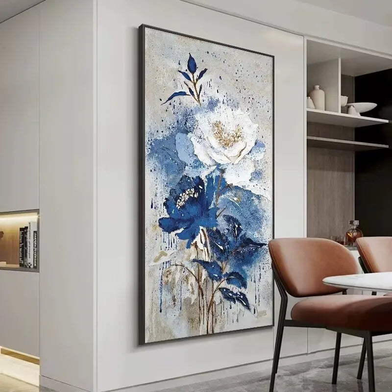 Pure Hand Drawn Canvas Oil Painting,Light Luxury Flowers Wall Art Decoration Poster,Textured Abstract Image Living Room Bedroom Peaceful Pleasures Health and Wellness