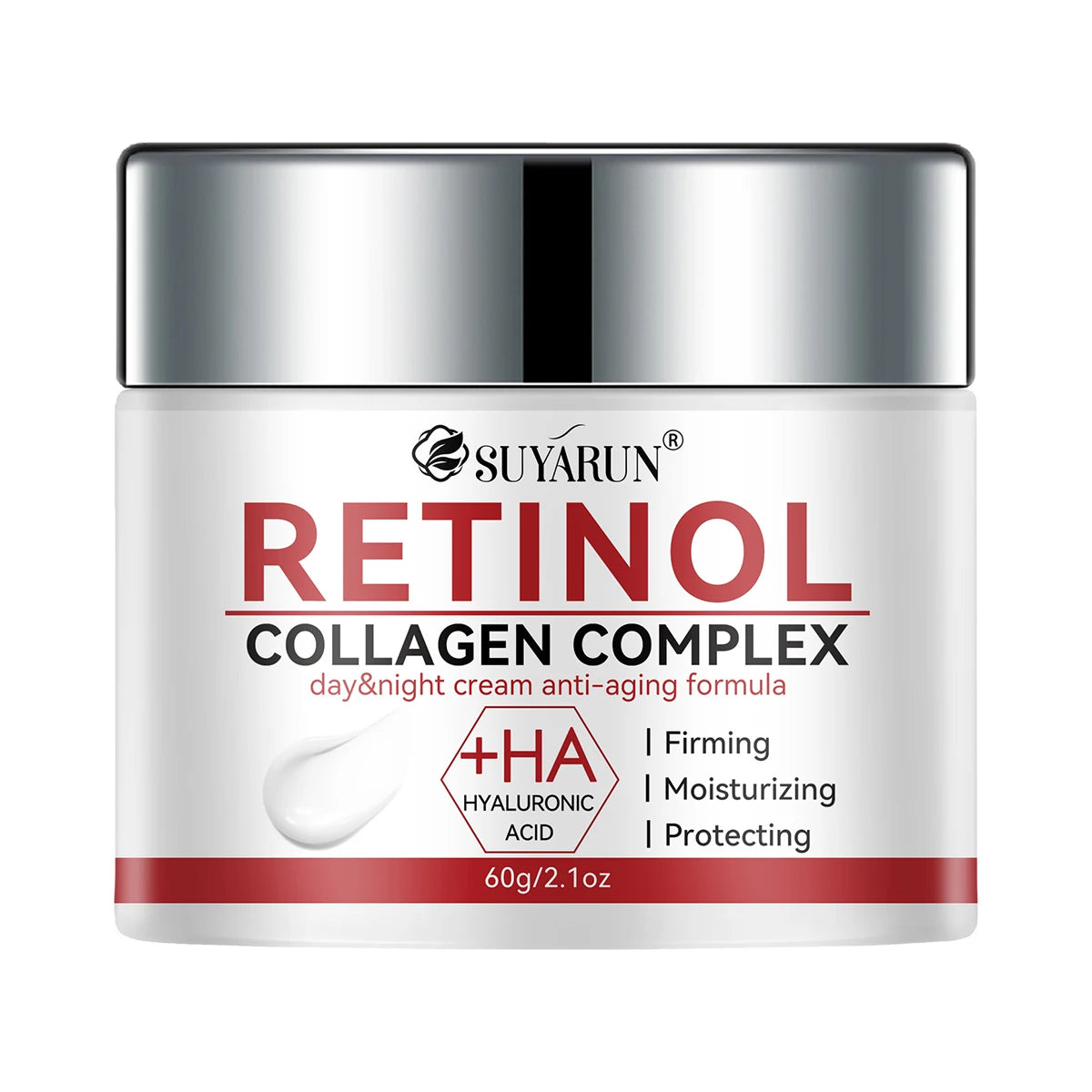 SUYARUN firming white cream rich in retinol and hyaluronic acid that brightens and hydrates, removes wrinkles and resists aging. Peaceful Pleasures Health and Wellness 60g