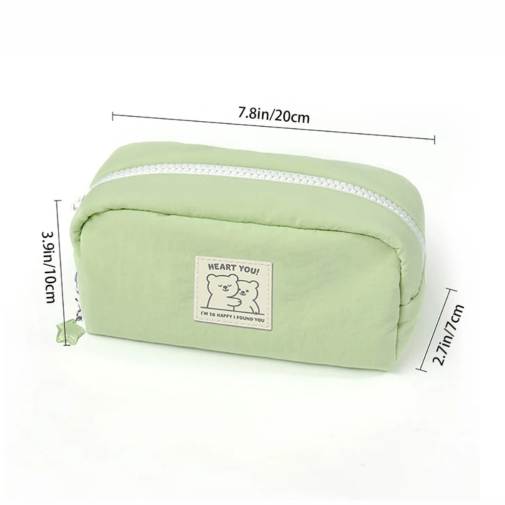 Cute Little Bear Pencil Case Aesthetic Solid Student Large Capacity