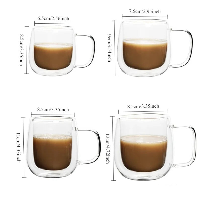 Double Wall Glass Coffee Cup with Handle – Insulated Espresso