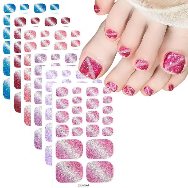 Glitter Toenail Polish Strips – Self-Adhesive Nail Wraps Nail Care Peaceful Pleasures Health and Wellness