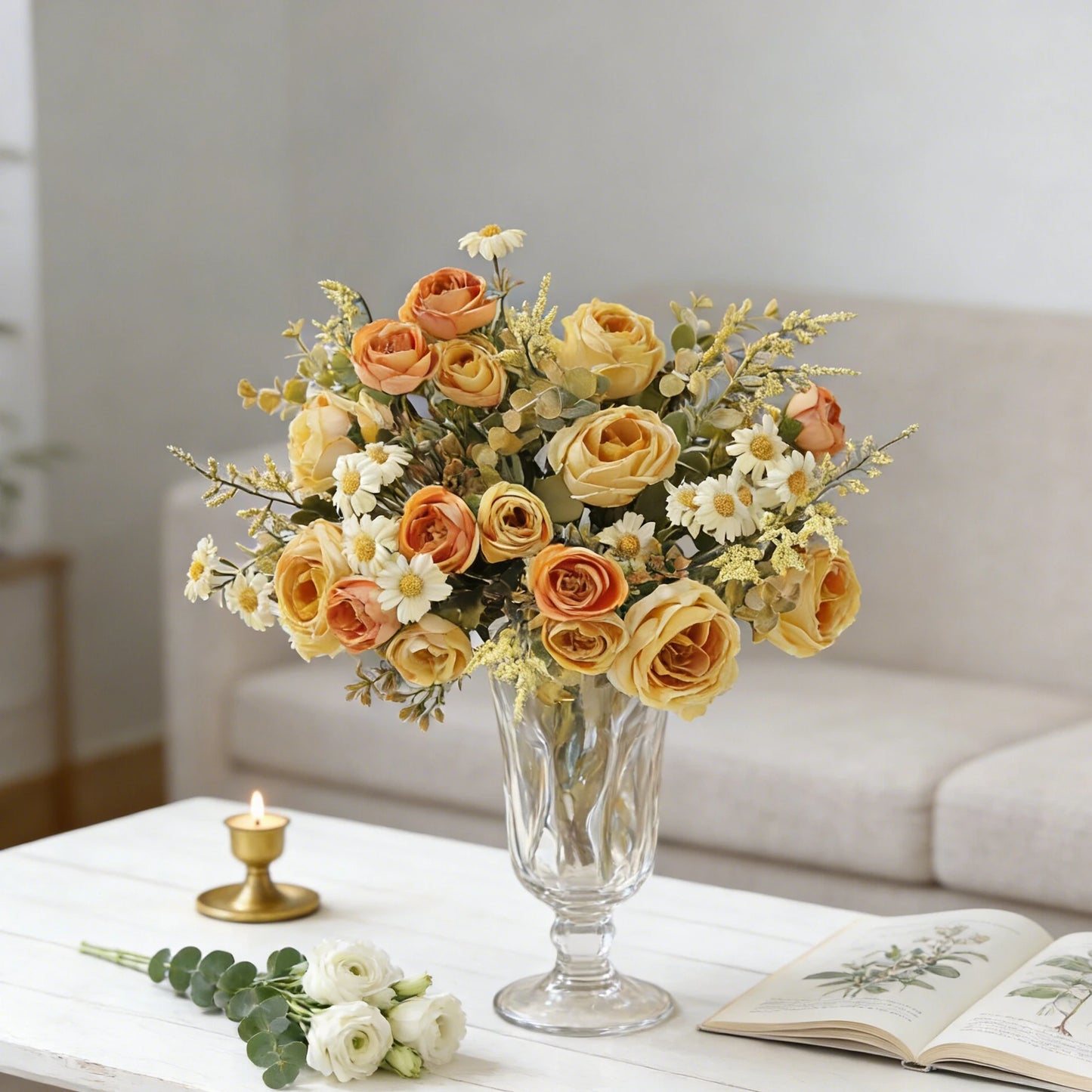 Silk Rose & Sunflower Artificial Bouquet | Wedding & Home Décor
