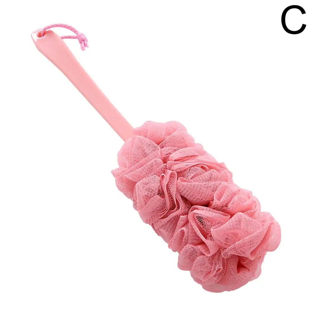 Large Two-Tone Bath Puff with Long Handle & Hanging Rope