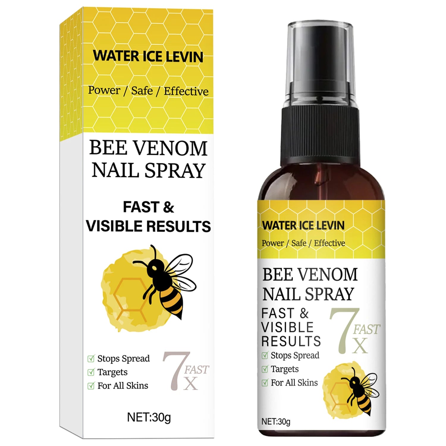 Bee Venom Nail Spray with Hyaluronic Acid | Strengthens Nails Nail Strengthening Spray Peaceful Pleasures Health and Wellness WHITE 30g