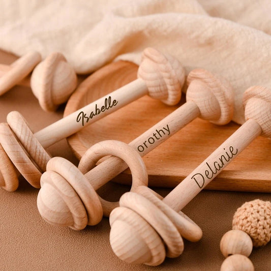 Personalized Engraved Wooden Baby Rattle – Keepsake Gift Personalized Baby Rattle Peaceful Pleasures Health and Wellness