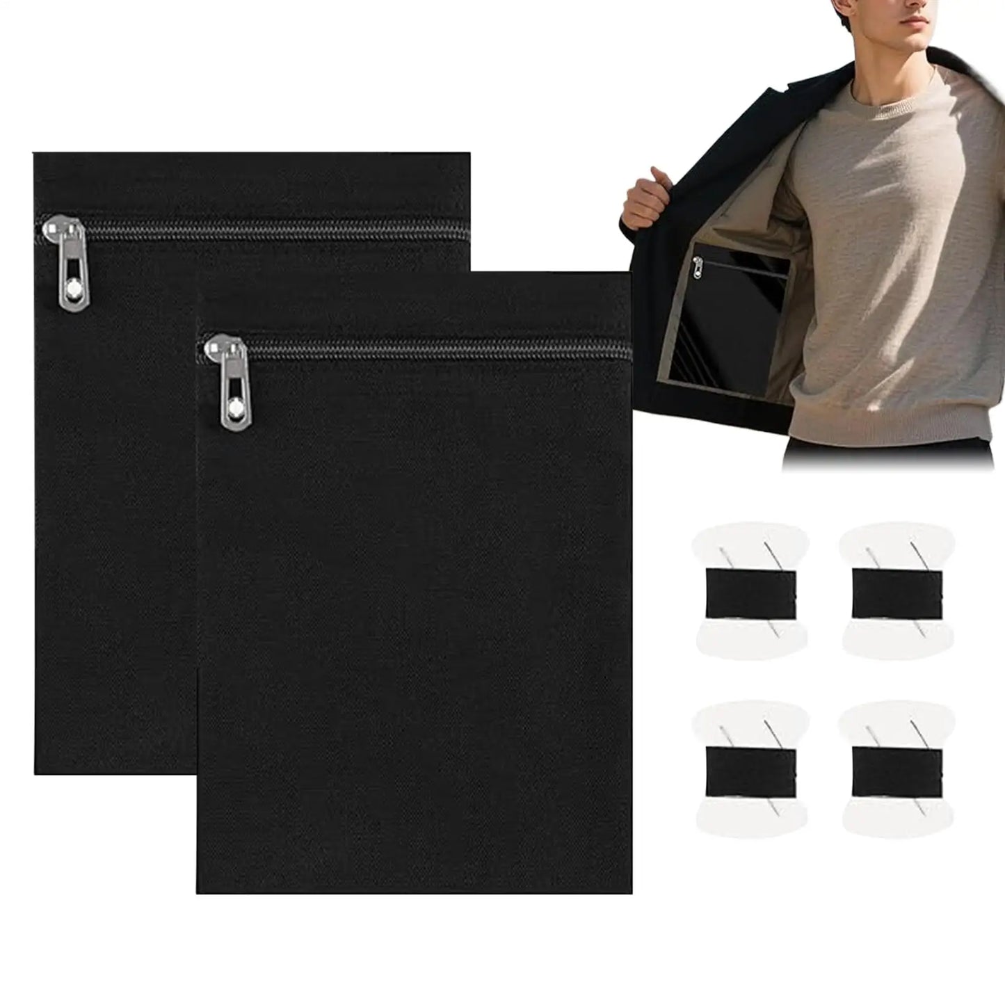 2-Pack Sew-In Zipper Hidden Security Pockets | Travel & Jacket