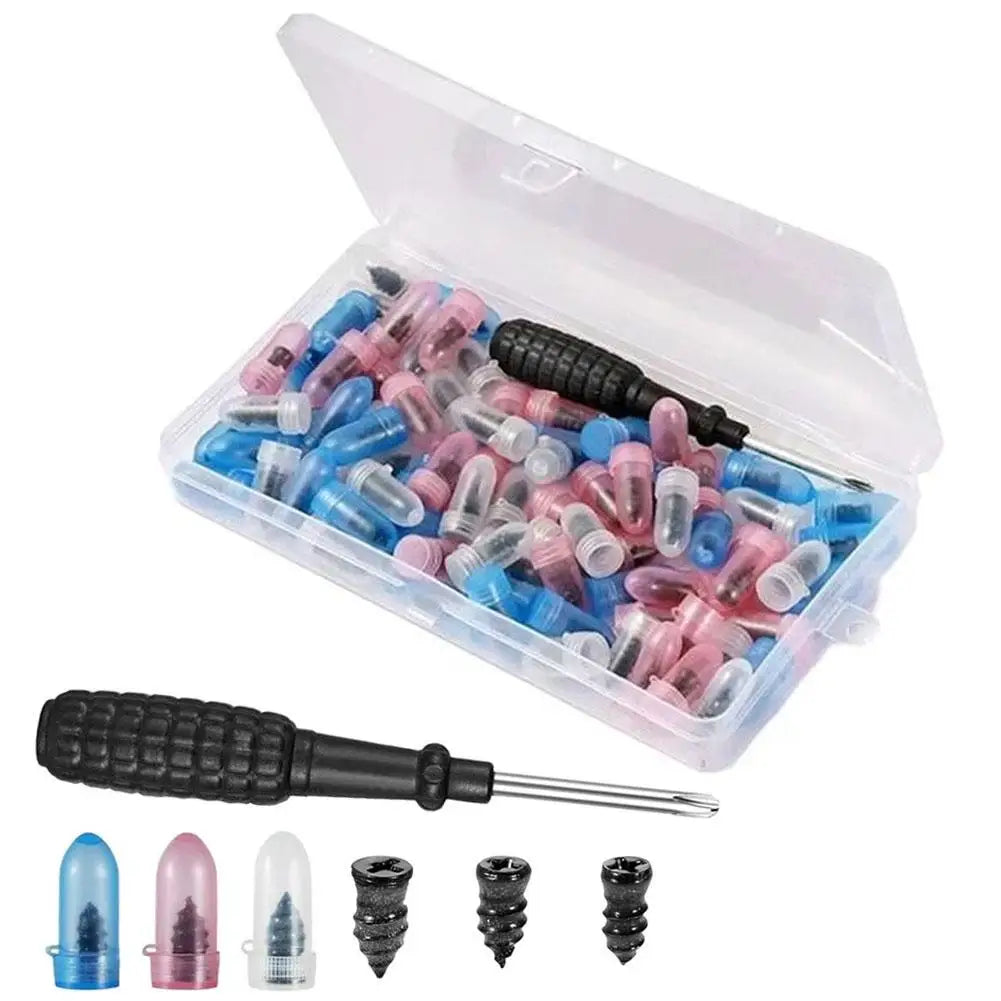 100pcs Tire Repair Screw with ScrewdriverFor Car Motorcycle Truck Universal Vacuum Tyre Repair Nails Tire set Car Accessories Peaceful Pleasures Health and Wellness 1 set