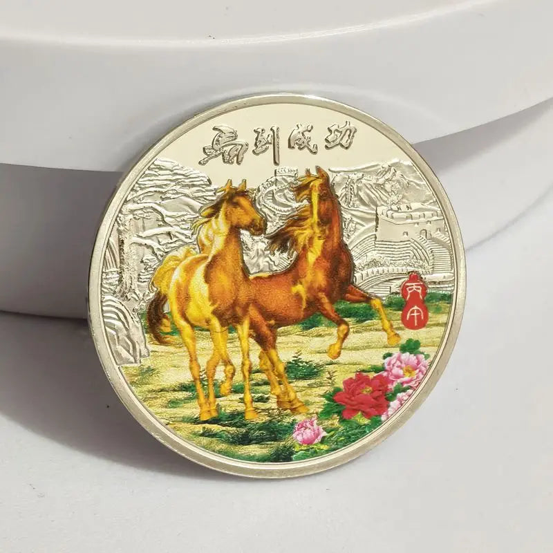 2026 Year of the Horse Commemorative Coin 40mm Gold & Silver