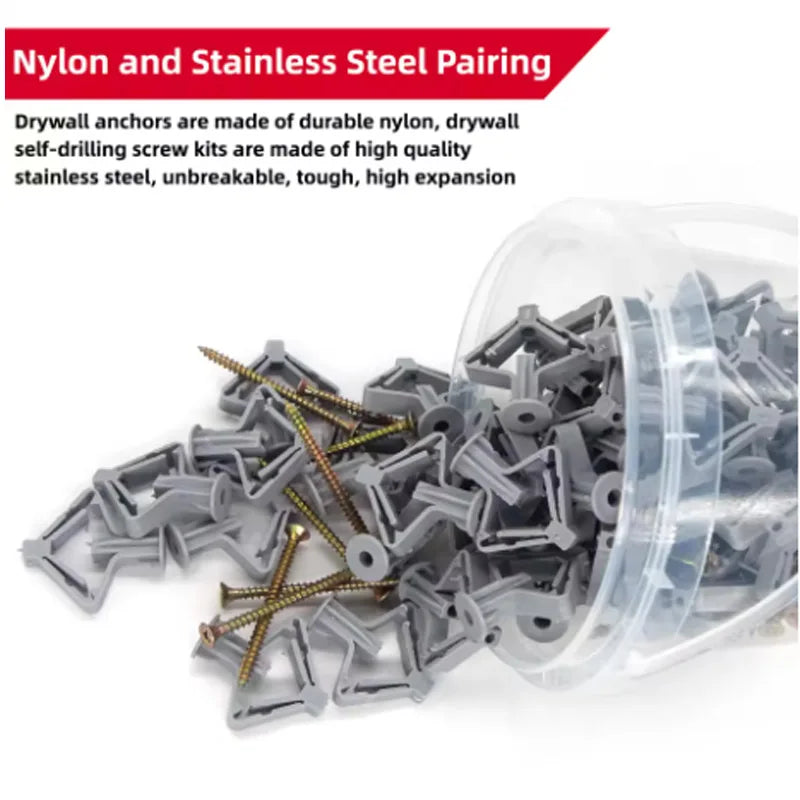 100pcs Drywall Anchor Kit Hollow Wall Anchors Plasterboard Plugs Screws Butterfly Expansion Tube Pipe 50 Set Peaceful Pleasures Health and Wellness