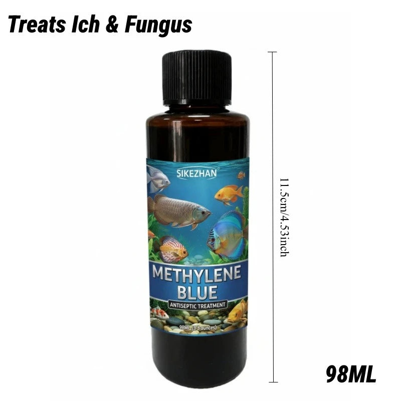 SIKEZHAN Aquarium Water Treatment Tablets Algae Remover Methylene Blue Nitrifying Bacteria Fish Tank Clarifier Conditioner Set Peaceful Pleasures Health and Wellness BlueRescue (Liquid)