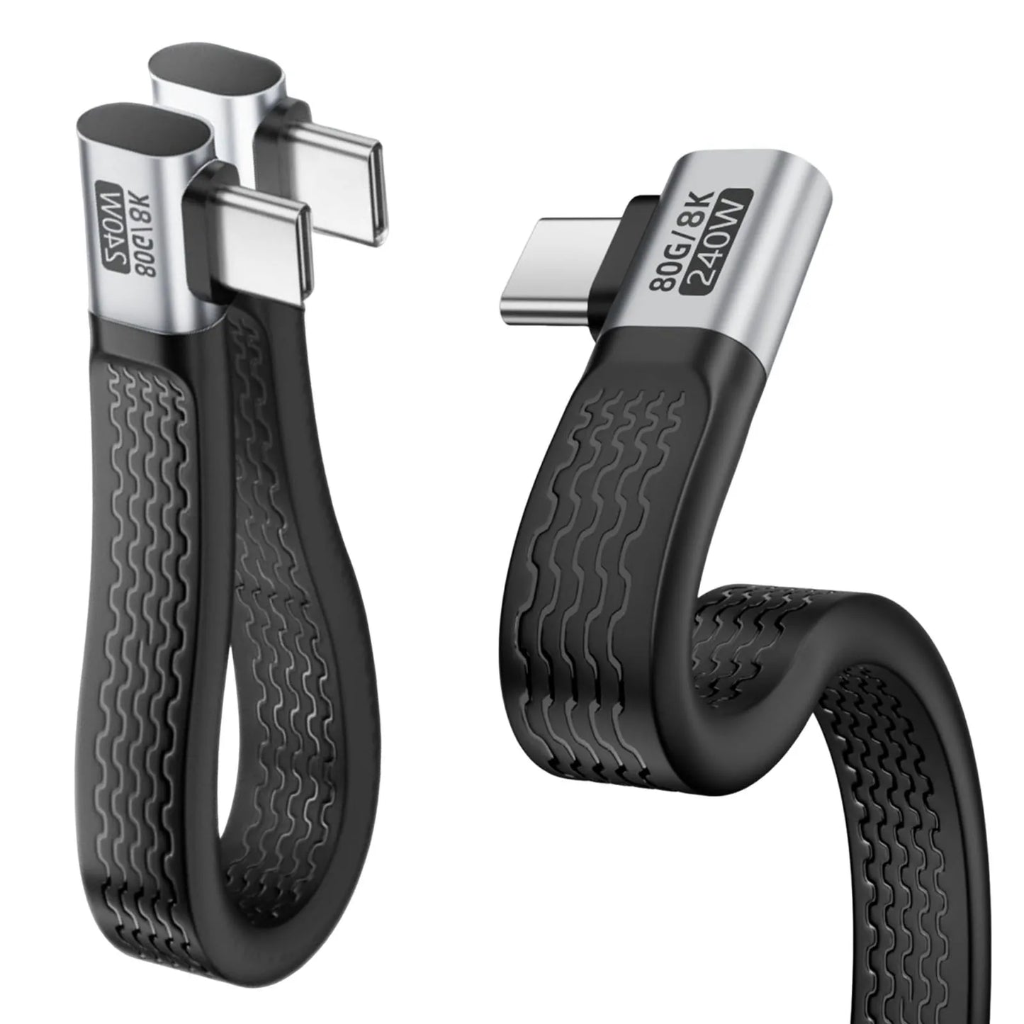 USB4 Type-C Flat Cable 240W 80Gbps 8K 60Hz – 13cm Short