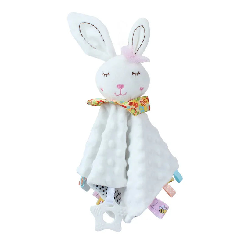 Elephant Baby Comforter Blanket Soft Appease Towel Baby Rattle Animals Toys Soothe Reassure Sleeping Towel Lathe HangingToddler Peaceful Pleasures Health and Wellness Rabbit-White