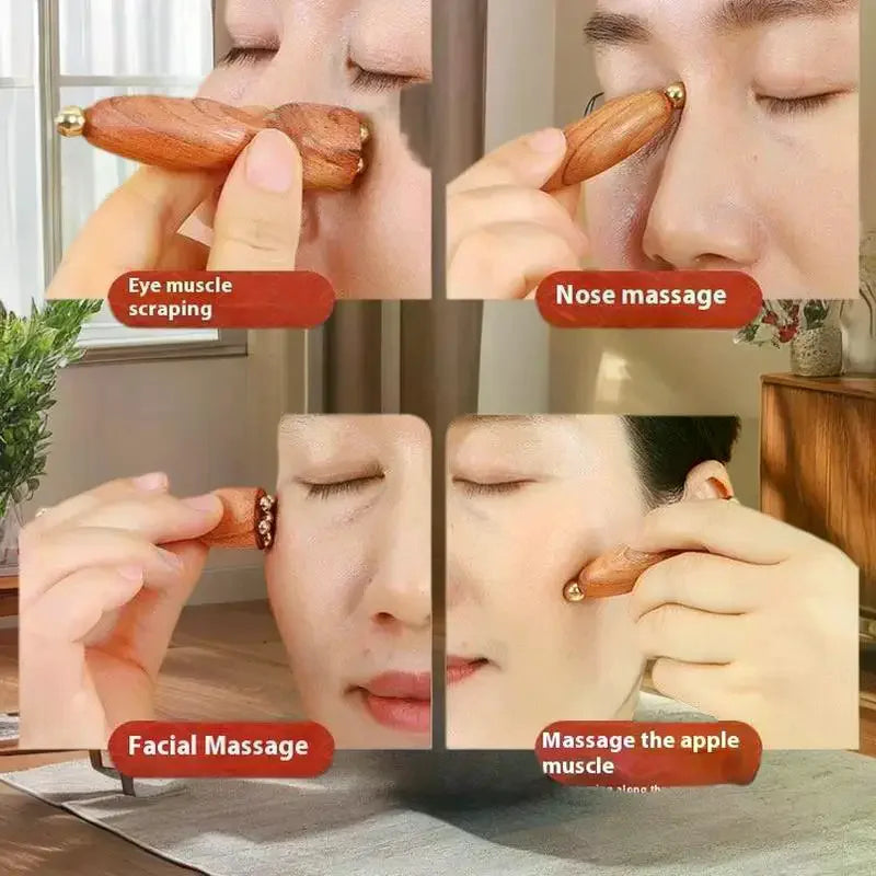 Lotus Seedpod Beauty Professional Brass & Rosewood Facial Gua Sha Tool Eye Relaxation Spot Meridians Acupoint Massage Handheld Peaceful Pleasures Health and Wellness