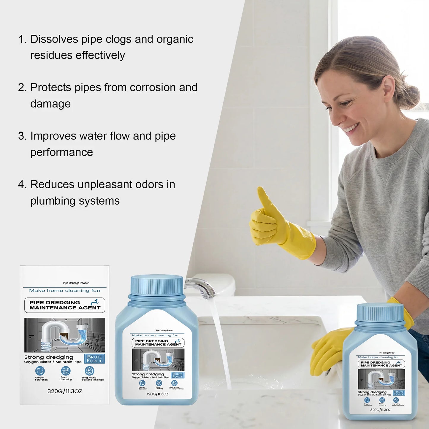 Jaysuing 320g Liquid Drain Cleaner – Pipe Dredging & Degreaser
