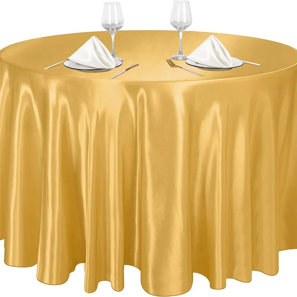 Round Satin Tablecloth | Imitation Silk Banquet Table Cover