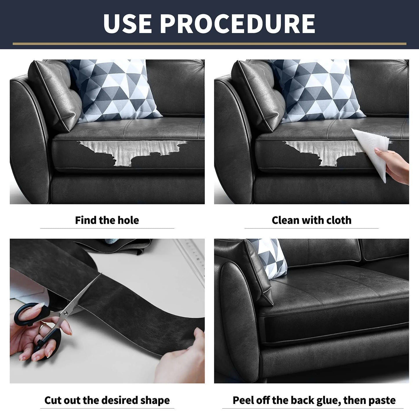 Self-Adhesive Leather Repair Patch Tape – Sofa, Car Seat & Bag