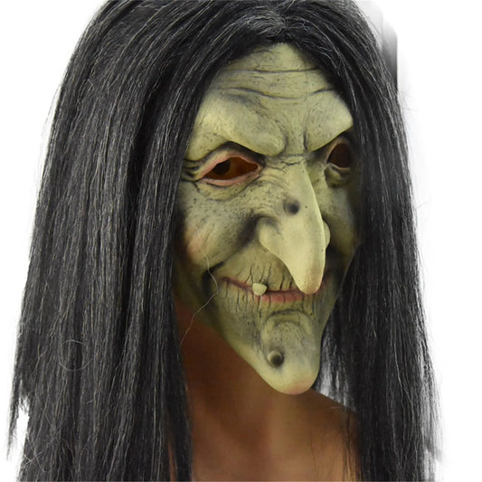 Scary Old Witch Latex Mask with Hair | Halloween Costume Halloween Costume Mask Peaceful Pleasures Health and Wellness