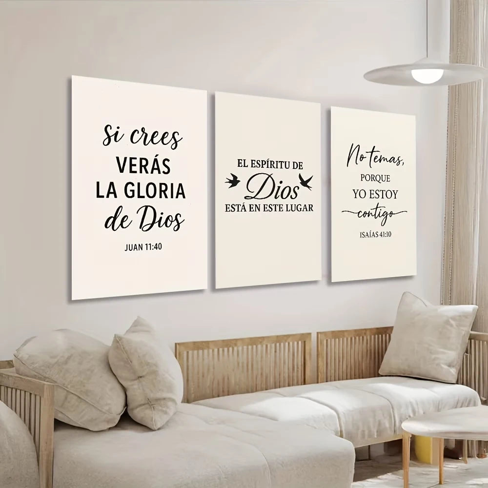 3-Piece Spanish Bible Verse Canvas Wall Art Inspirational Print