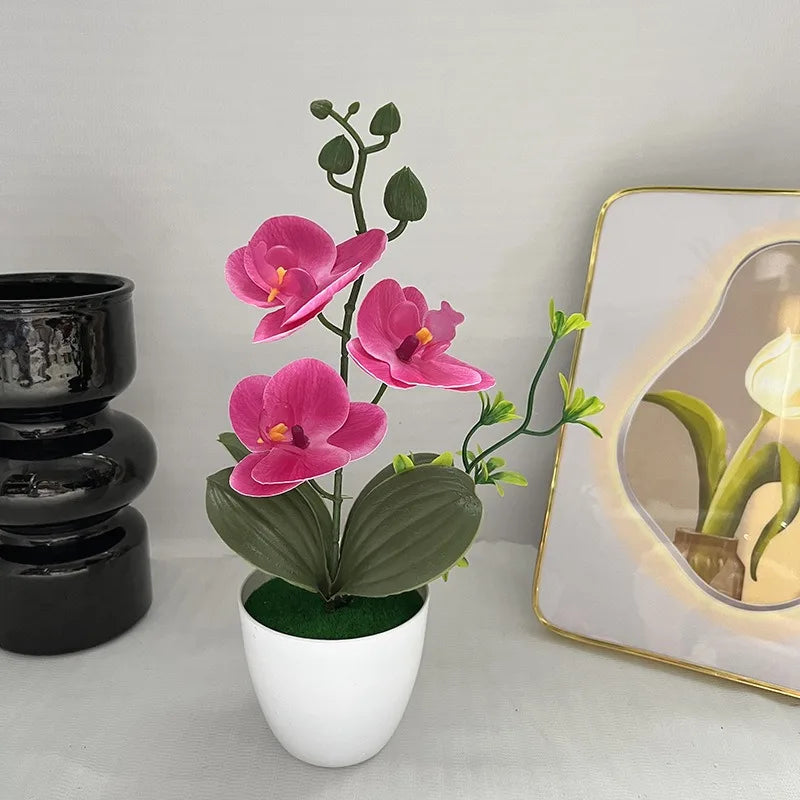 Silk Butterfly Orchid Artificial Plant | Desktop Potted Decor