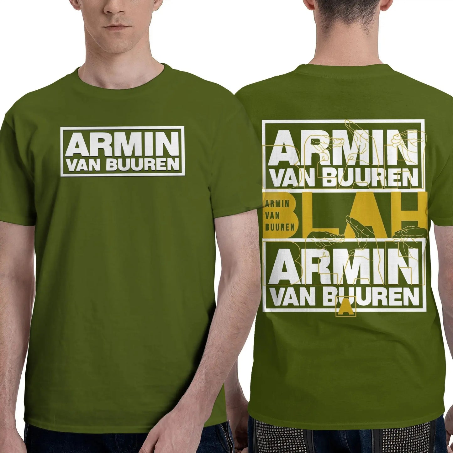 Armin Buuren Men's T Shirts Music Unique Tees Short Sleeve O Neck T-Shirt Cotton Plus Size Tops Peaceful Pleasures Health and Wellness army green S