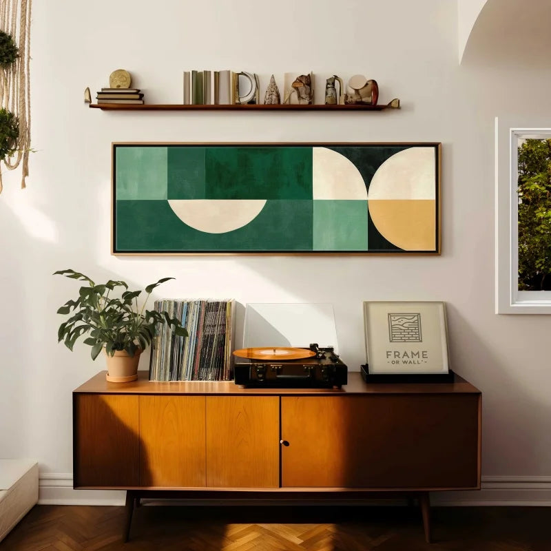 Unframed Mid Century Wall Art, Geometric Modern Wall Art, Mid Century Modern Print, Large Wall Art , Above Bed/ Couch Decor Peaceful Pleasures Health and Wellness