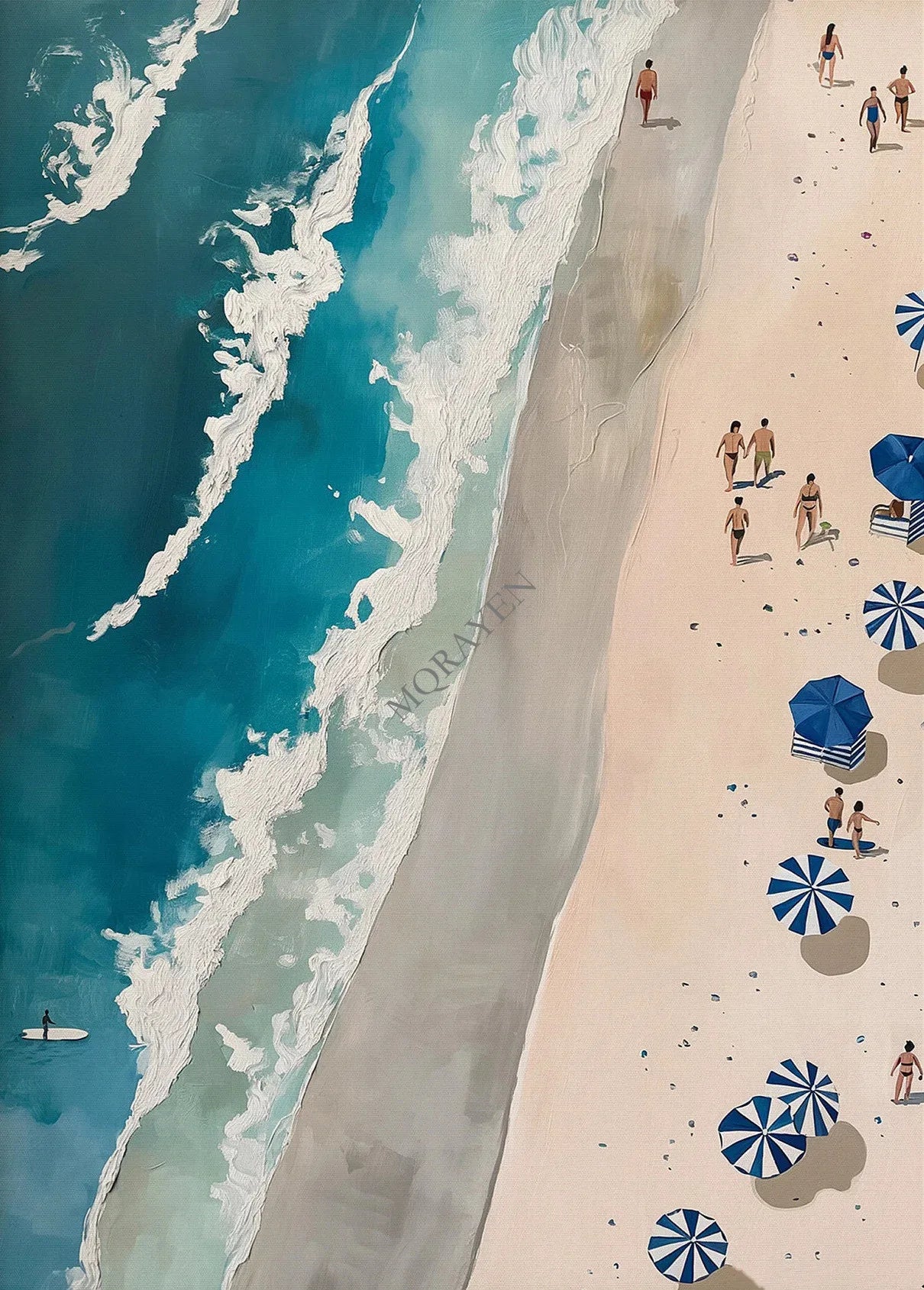 Blue Coastal Canvas Wall Art | Hydrangea Beach Seashell Print