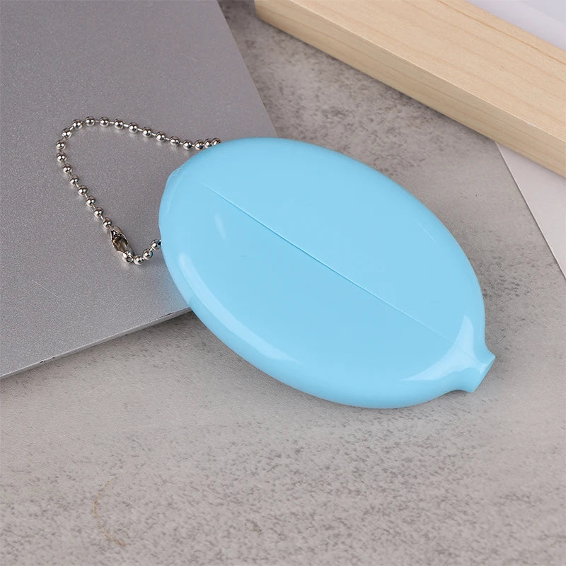 Oval PVC Coin Purse with Chain – Mini Jewelry & Coins Bag