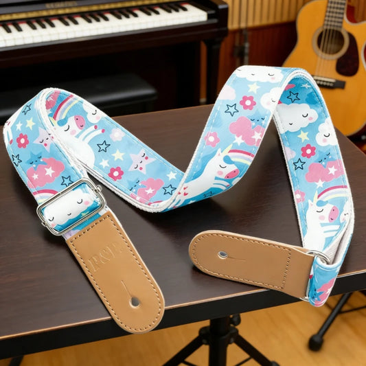 Cute Cartoon Printed Ukulele Strap Adjustable Guitar Belt Shoulder Straps for Ukulele Electric Acoustic Guitar Bass Accessories Peaceful Pleasures Health and Wellness