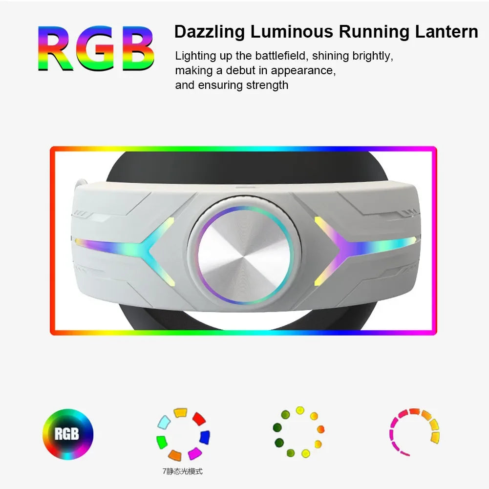 Head Strap Built-In 8000mAh Battery RGB Light For Meta Quest 3 VR Glasses Comfort On-Ear Audio Enhanced Sound Elite Head Strap Peaceful Pleasures Health and Wellness