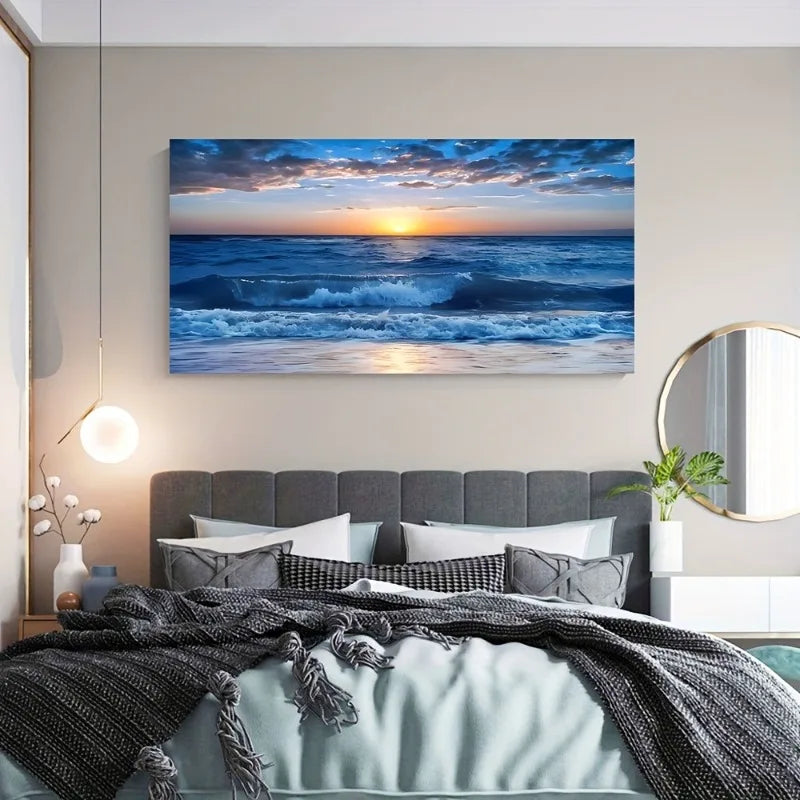 Sunset Seascape Canvas Wall Art | Modern Ocean Print Décor Canvas Wall Art Peaceful Pleasures Health and Wellness