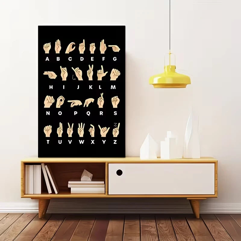 ASL Alphabet Chart Canvas Wall Art | Sign Language Poster