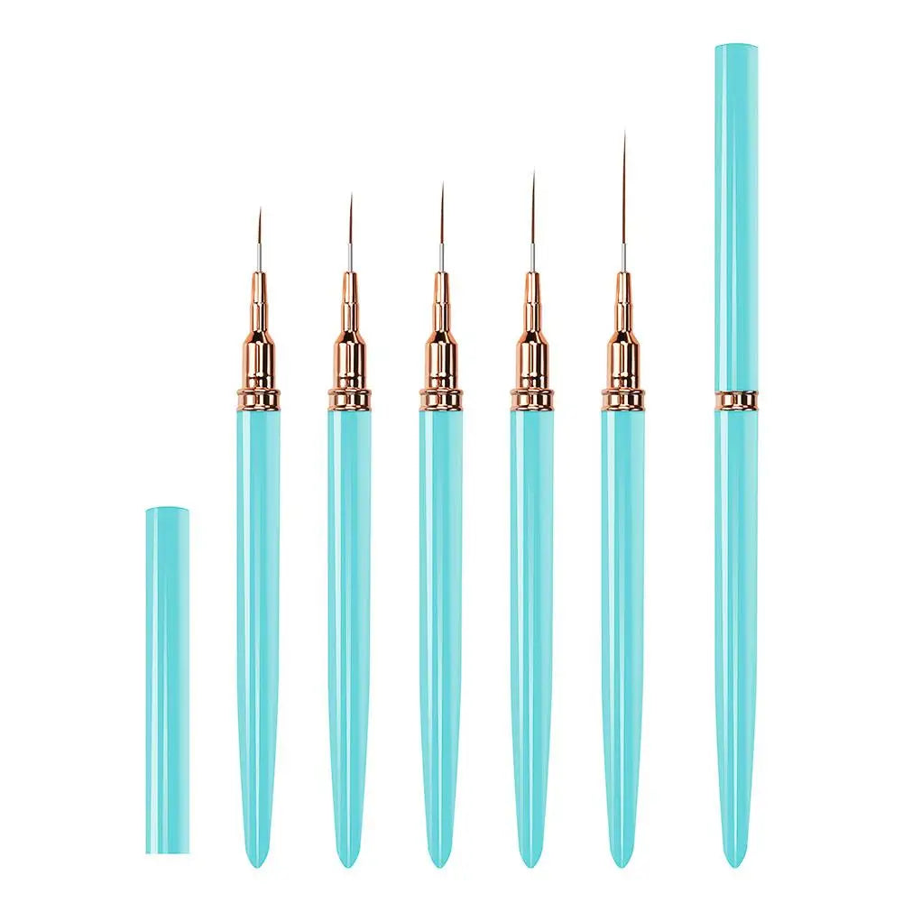 5-Piece Nail Art Liner Brush Set – UV Gel & Polish Nail Care Peaceful Pleasures Health and Wellness blue