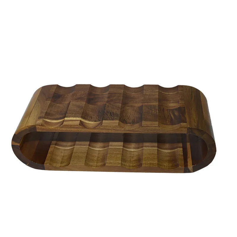 Wooden Double-layer Red Wine Display Piece Solid Wood Modern Minimalist Desktop Red Wine Display Rack Red Wine Display Rack Peaceful Pleasures Health and Wellness Wood wine rack