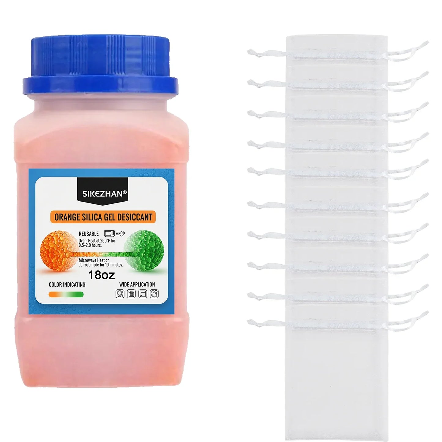Orange Silica Gel Desiccant Beads 3–5mm | Reusable Moisture Absorber