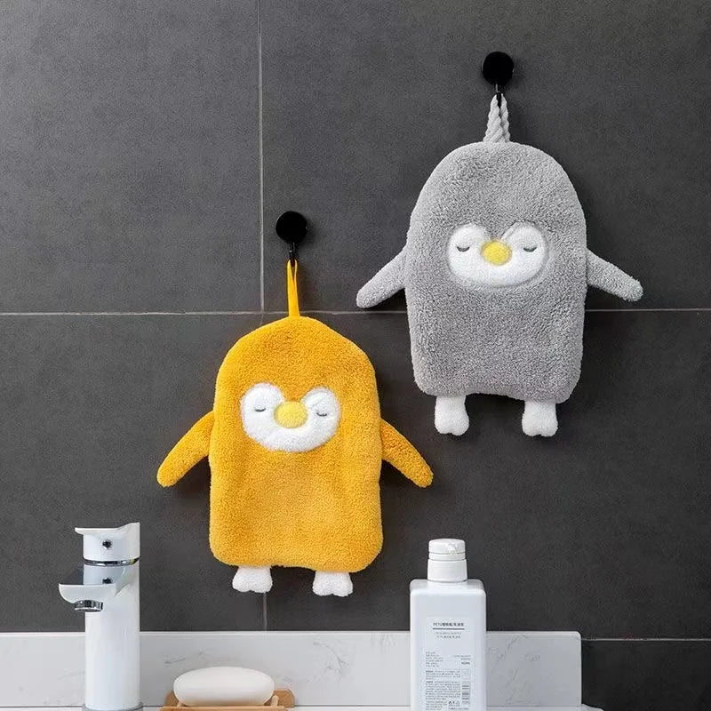 Penguin Coral Velvet Hand Towel – Thick & Absorbent