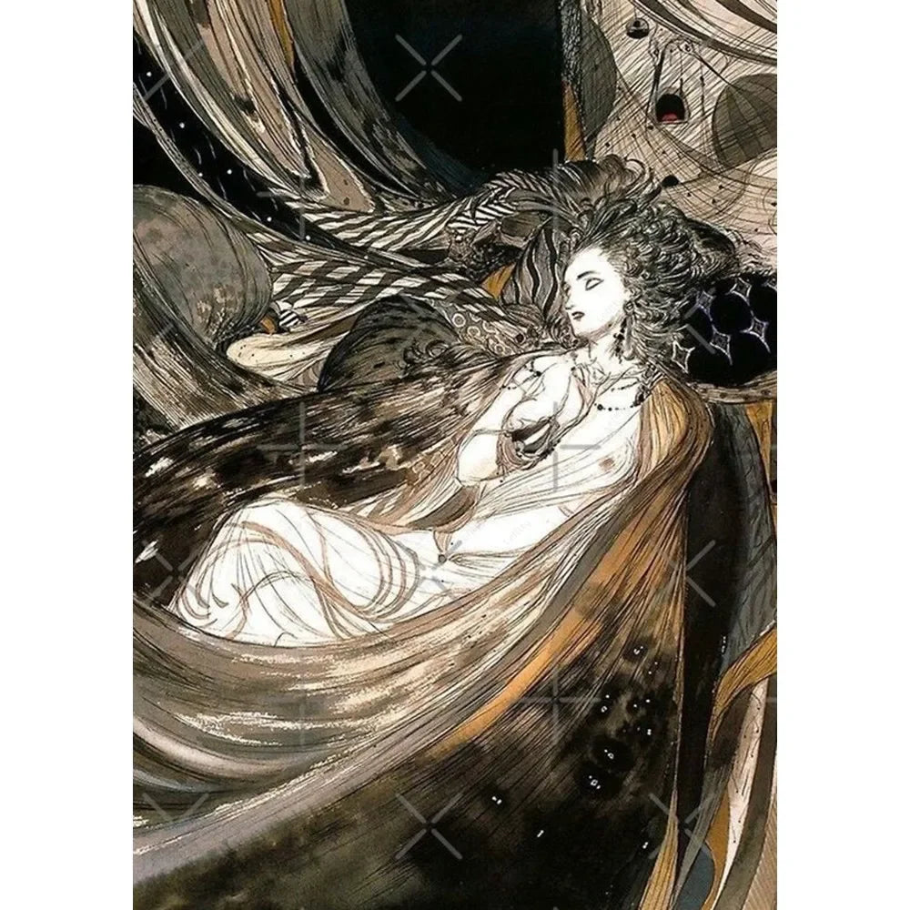 Yoshitaka Amano Final Fantasy Game Luxury Poster Waterproof Wall Art Printing Home Living Bed Room Bar Aesthetic Decor Peaceful Pleasures Health and Wellness 10 20x30cm