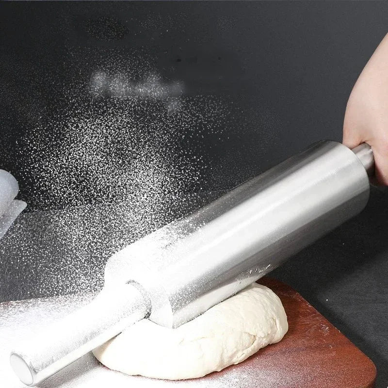 Stainless Steel Rolling Pin – Non-Stick, Heavy-Duty with Handle for Pizza, Bread, Dumplings & Pastry