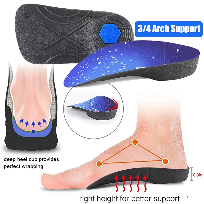 Plantar Fasciitis Insoles High Arch Support 3/4 Length Shock Absorbing Heel Pain Relief For Men and Women Peaceful Pleasures Health and Wellness