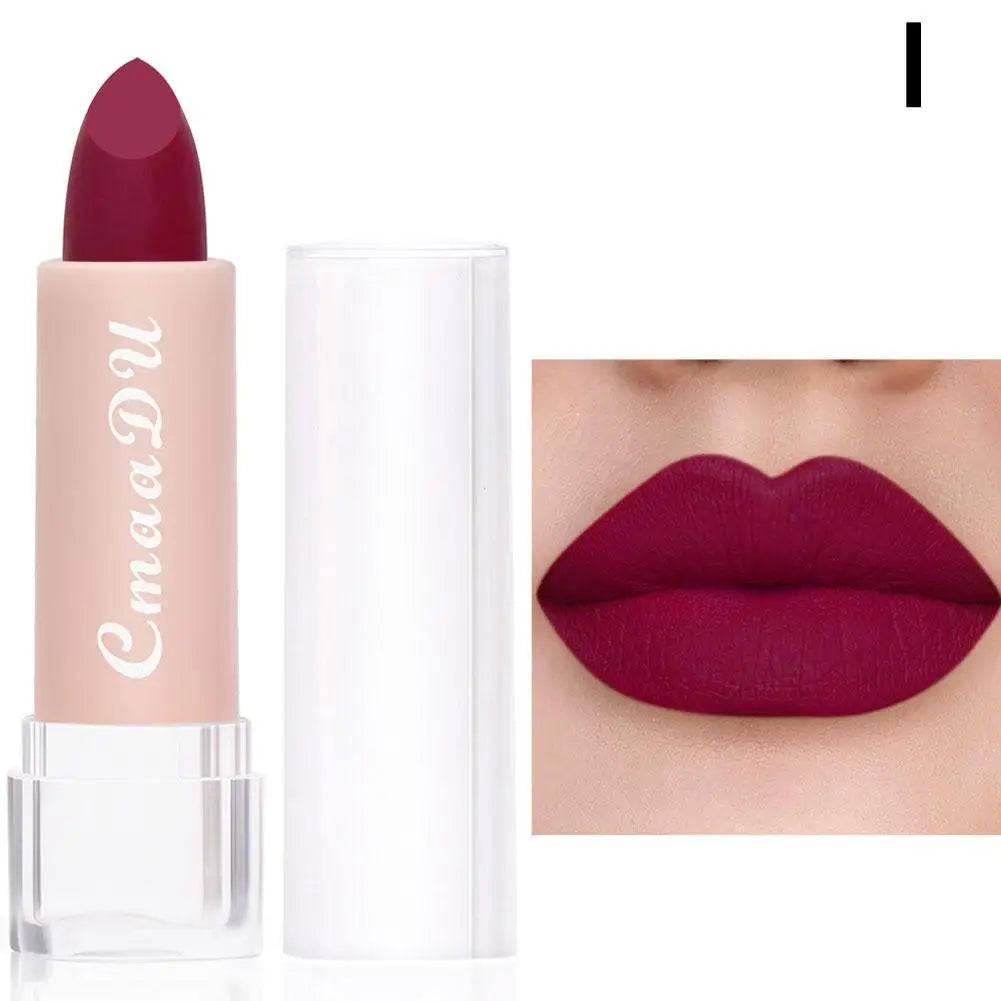 CmaaDu 15-Shade Matte Velvet Lipstick – Waterproof & Long-Lasting