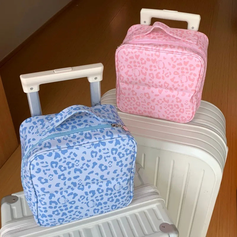 Hot Leopard Print Hanging Toiletry Bag Large Capacity Stand-Up Makeup Cosmetic Organizer Multifunctional Travel Cases Peaceful Pleasures Health and Wellness