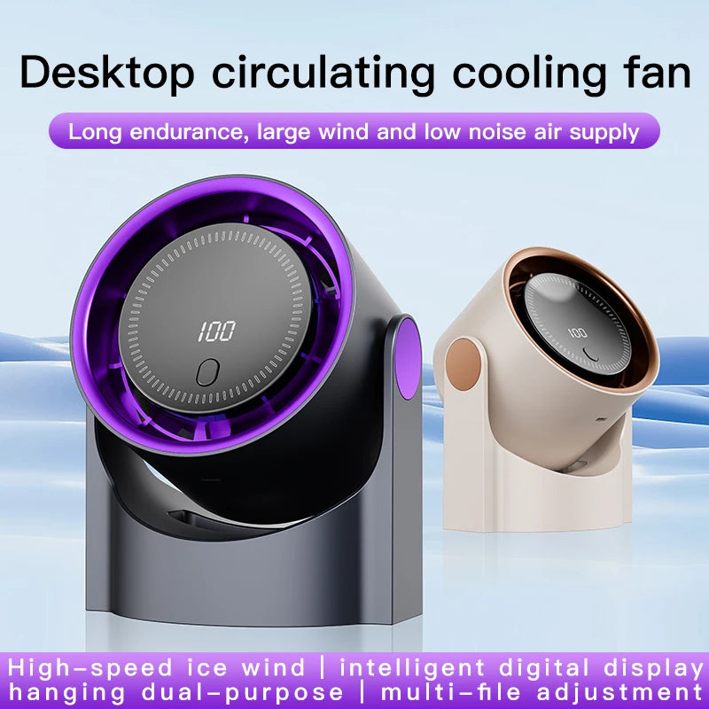 Electric Fan Desktop Silent Wall Mounted Air Conditioner Bladeless Fan USB Charging Portable Office Indoor Camping Peaceful Pleasures Health and Wellness