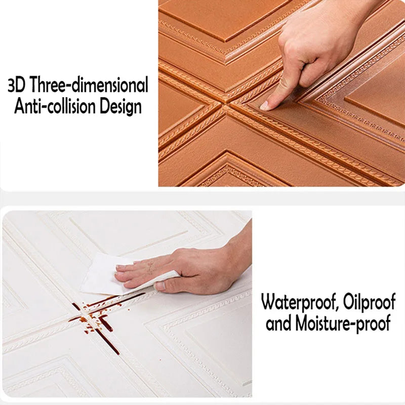 3D Peel-and-Stick Foam Wall Panels – Waterproof 35x35cm