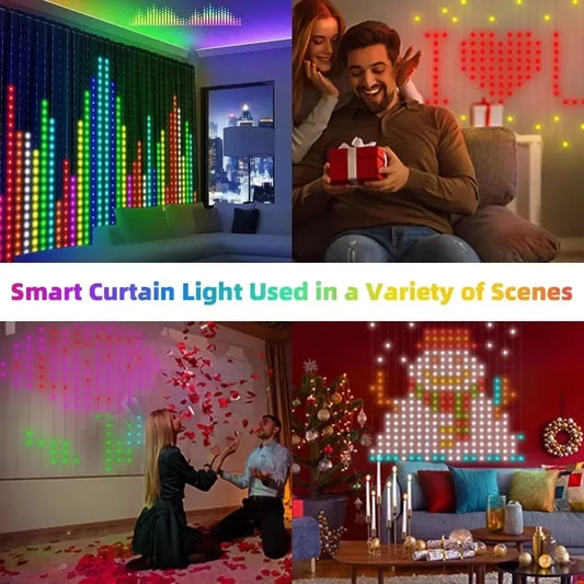 Smart RGB LED Curtain Lights | Bluetooth App 400 LEDs DIY LED Curtain String Lights Peaceful Pleasures Health and Wellness